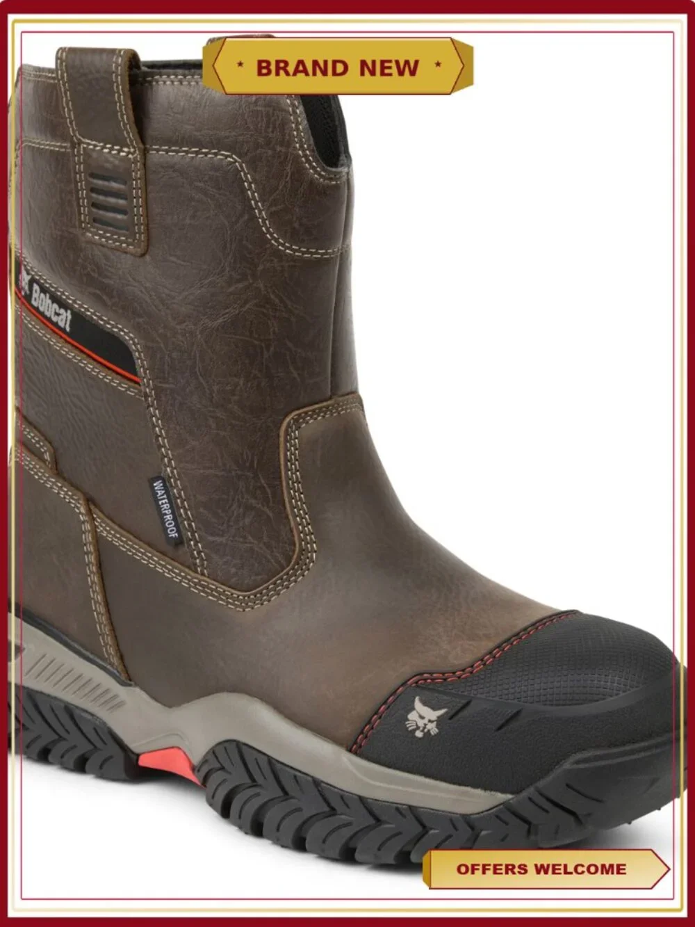 Waterproof Pull-On Composite Toe Work Boots Men's Size 10.5 Slip Resistant